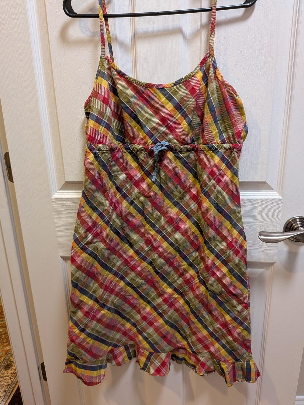 Tommy Hilfiger Vintage Y2K Multicolor Plaid Slip Dress with Navy Trim Size 14